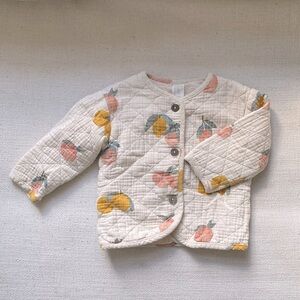 H&M Cream Quilted Jacket with Fruit Print